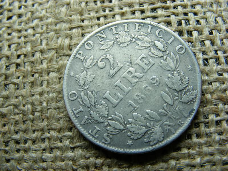 Vatikán 2 Lira, 1869, ezüst