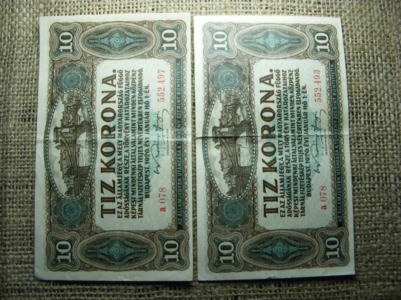 10 korona, 1920, sorszámközeli pár