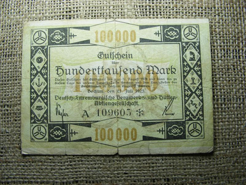 Birodalmi 100000 márka bankjegy, 1923