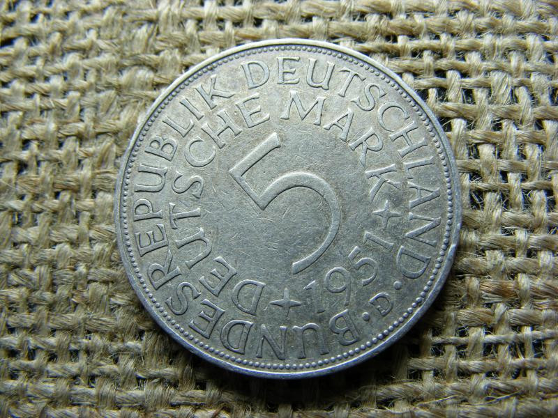 Ezüst 5 márka, 1951 D, Németország