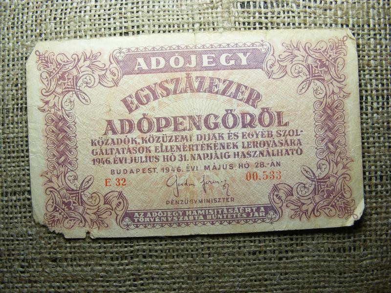 Százezer adópengő, 1946, alacsony sorszám