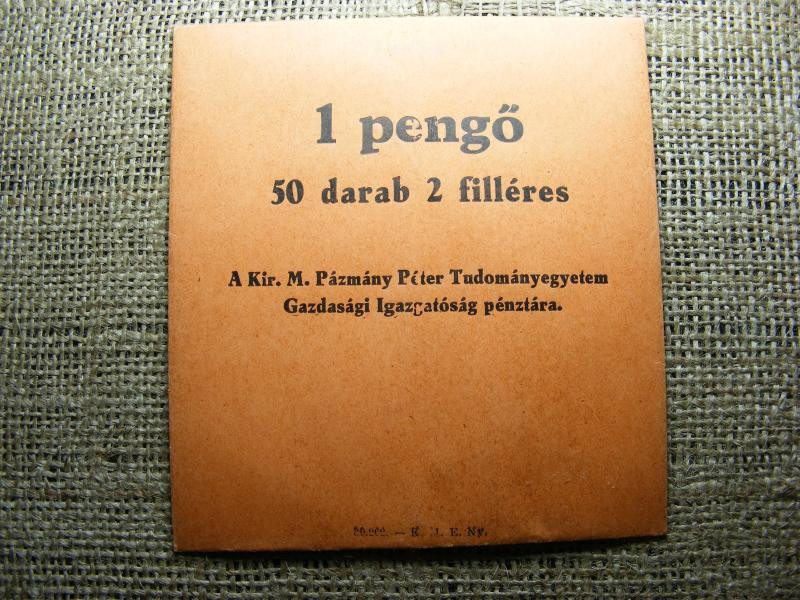 1 pengő, 50 db 2 filléres, rolnis zacskó