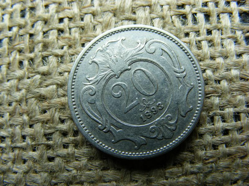 20 heller érme, 1893