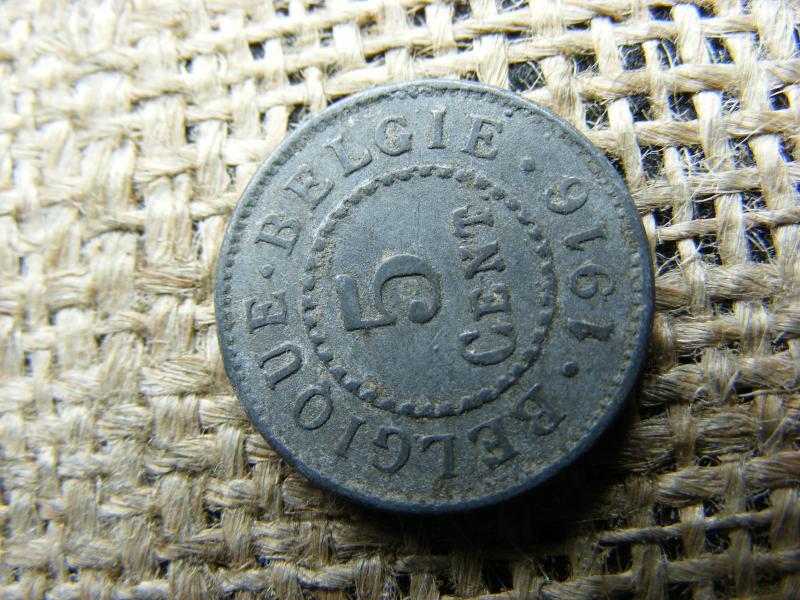 Belga 5 centes érme, 1916