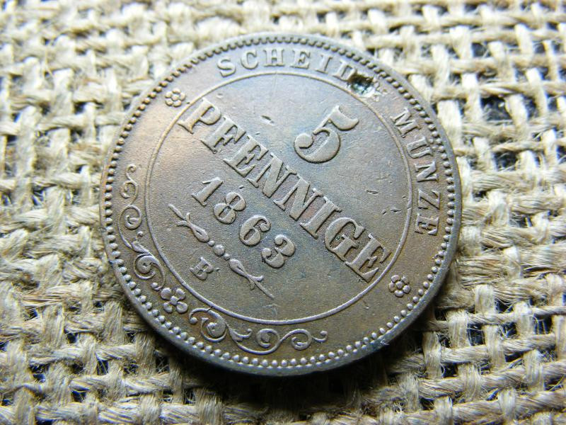 5 Pfennig érme, 1863, B jelzés