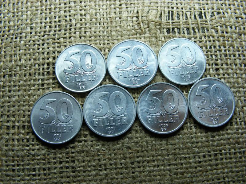 50 fillér 1973-1979, teljes sor