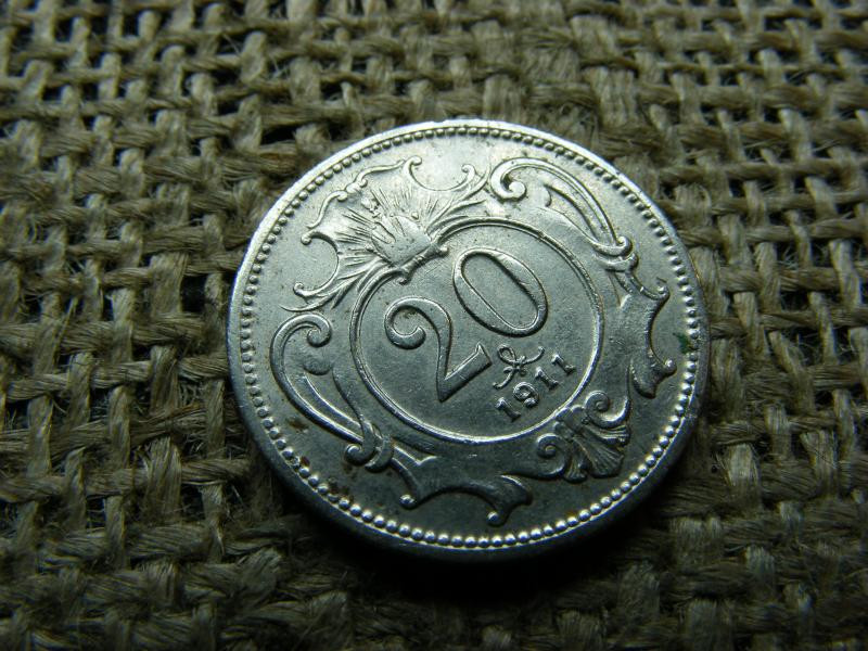20 heller érme, 1911, Korona