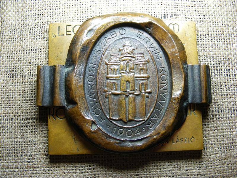 Fővárosi Szabó Ervin Könyvtár Plakett, 1904, bronz