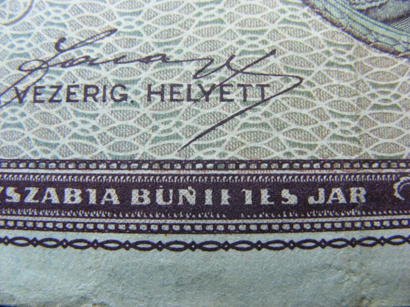 100 pengő, 1945, nyomdahibás, festékhiány