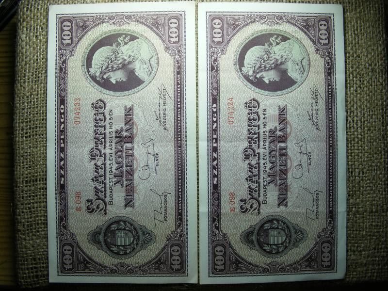 100 pengő, 1945, sorszámkövető pár