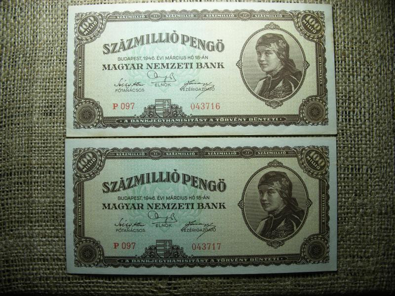 Százmillió pengő, 1946, sorszámkövető pár