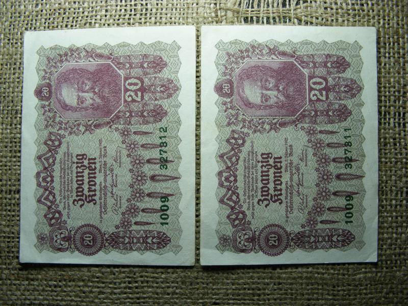 20 korona, 1922, sorszámkövető pár