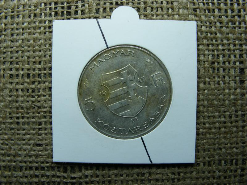 Ezüst 5 forintos érme, 1947, verdehibás, elfordult