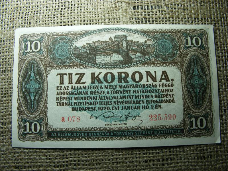 10 korona, 1920, hajtatlan