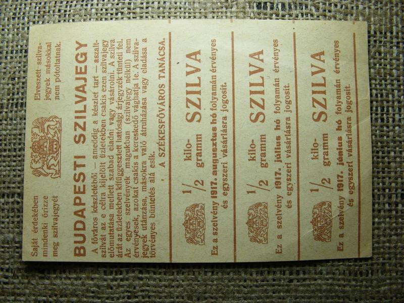 Budapesti Szilvajegy, 1917, 1/2 kg