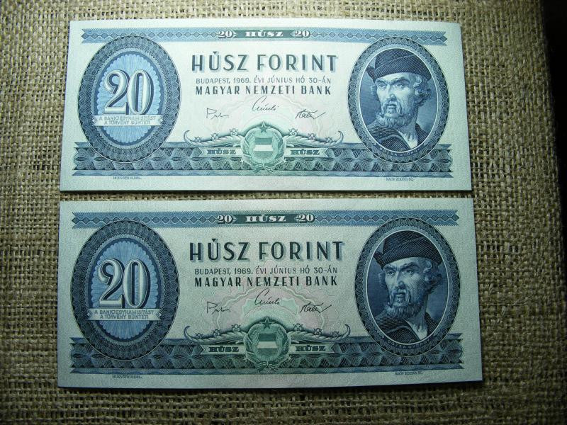 20 forintos bankjegy, 1969, sorszámkövető pár