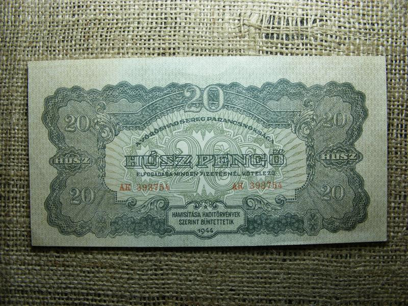 20 pengő, 1944, vágáshibás