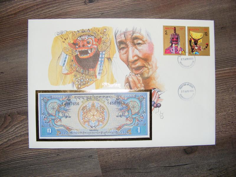 Bankjegyes boríték, 1985, Bhután 1 Ngultrum 1981 UNC