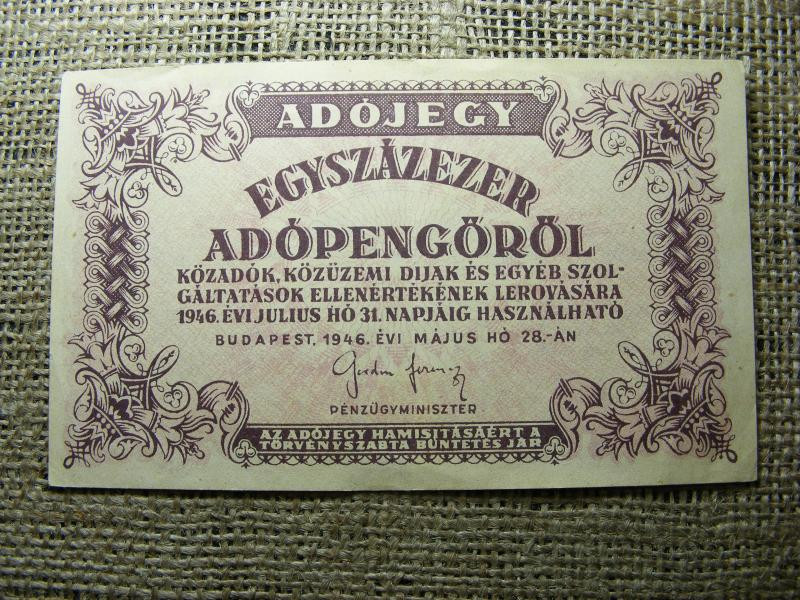 Százezer Adópengő, 1946, vízjeles