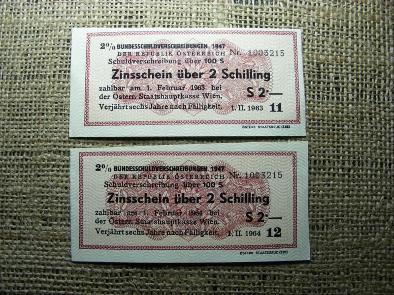 2 Schilling, 1963-1964, kupon