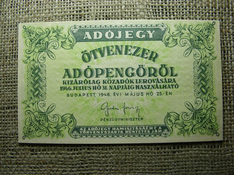 Ötvenezer Adópengő, 1946, hajtatlan