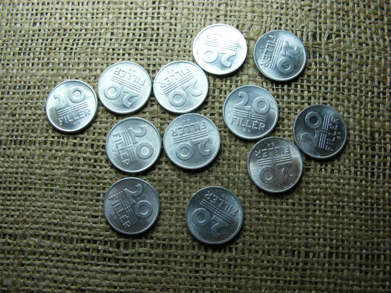 20 fillér, 1980-1991, teljes verdefényes sor