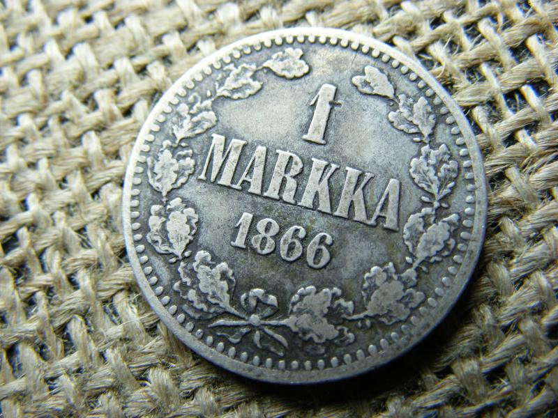 Ezüst 1 márka érme, 1866, markka
