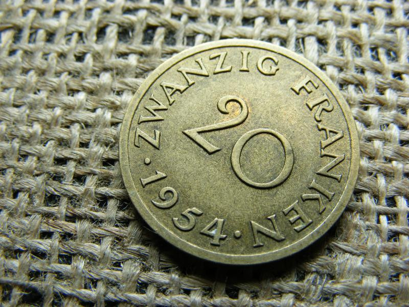 Saarland 20 Francs, 1954, Frank