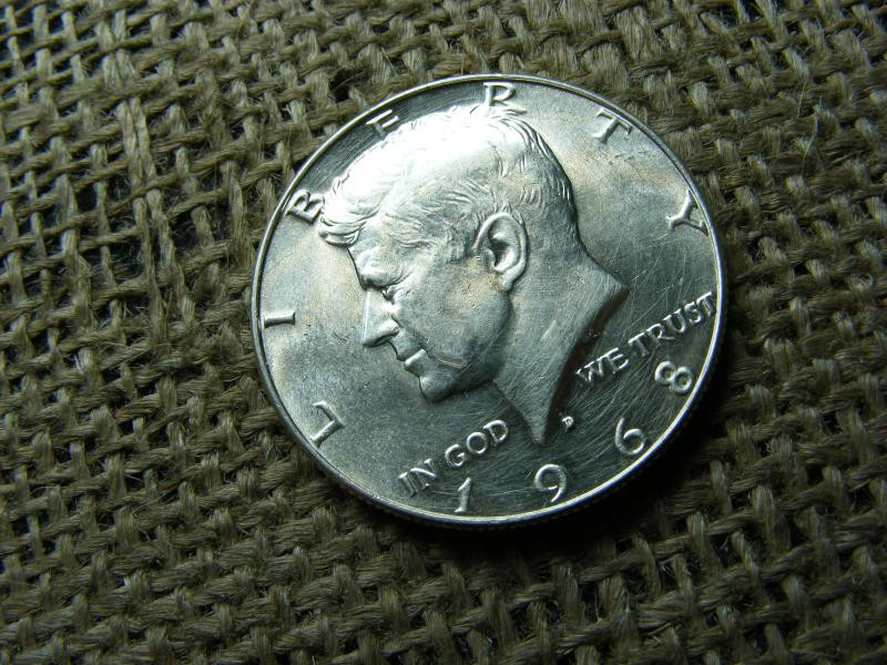 USA, 1/2 dollár, 1968 D, ezüst