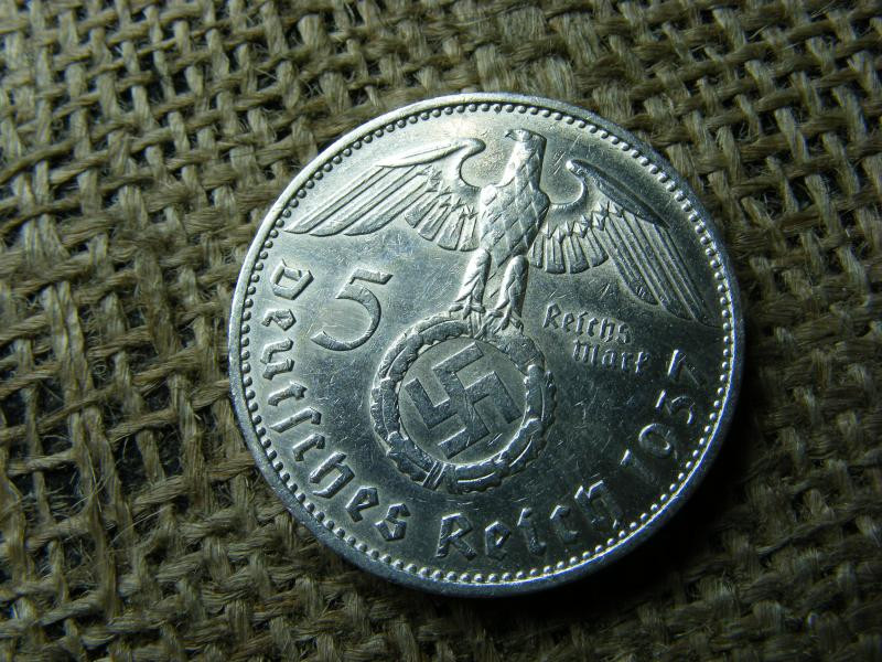Birodalmi 5 márka, 1937 E, ezüst