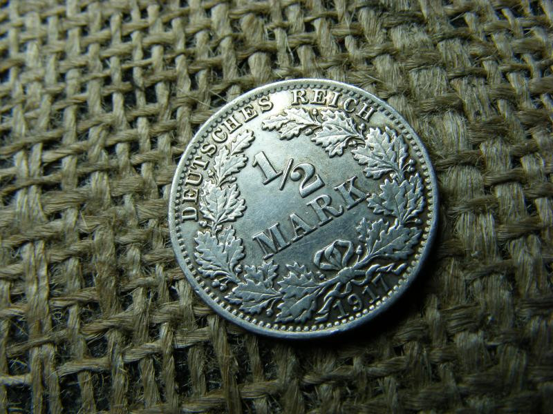 Birodalmi 1/2 márka, 1917, ezüst
