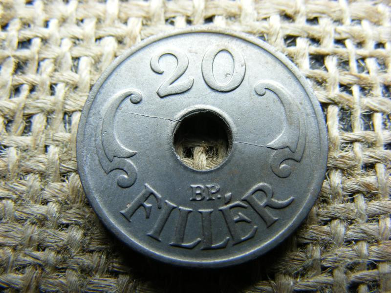 20 fillér, 1941, keresztben verőtőrepedés, verdehibás