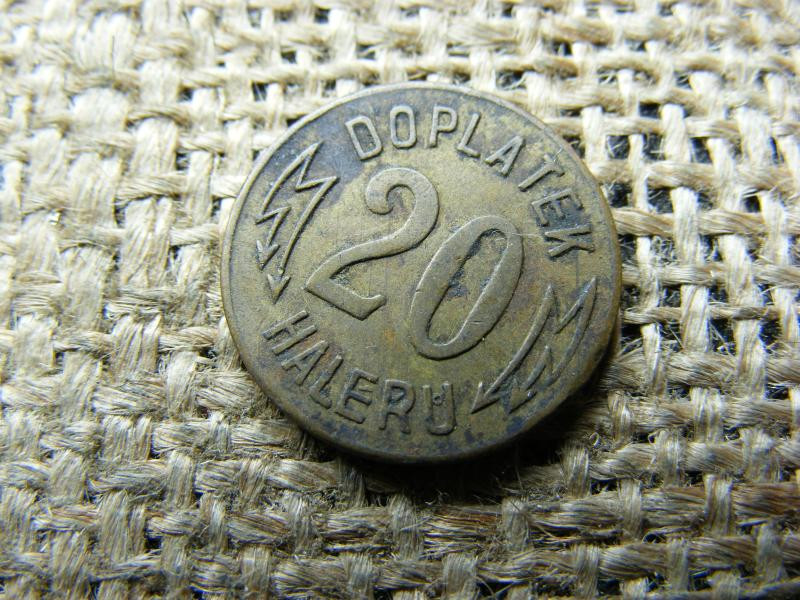 20 Doplatek Haleru Token, 20. század, villamos zseton