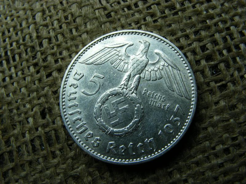 Birodalmi ezüst 5 márka, 1937, J