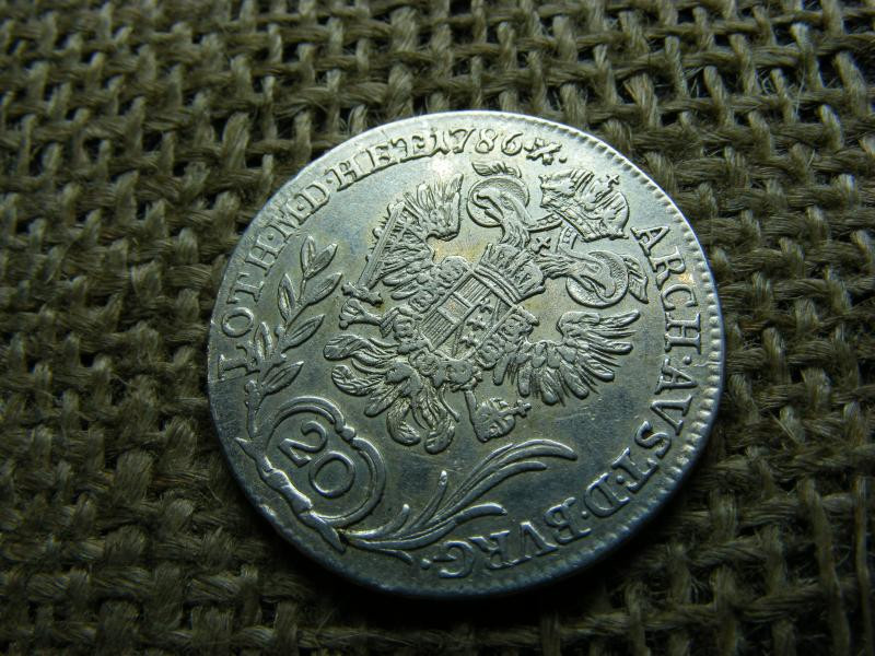 Ezüst 20 krajcár, 1786 B, fésült
