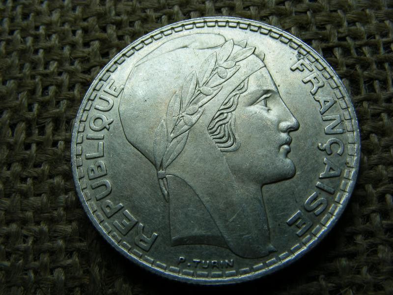 Francia 20 frank, 1938, ezüst