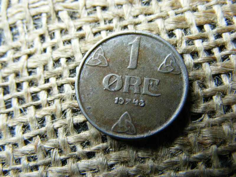 Norvég 1 öre érme, 1943