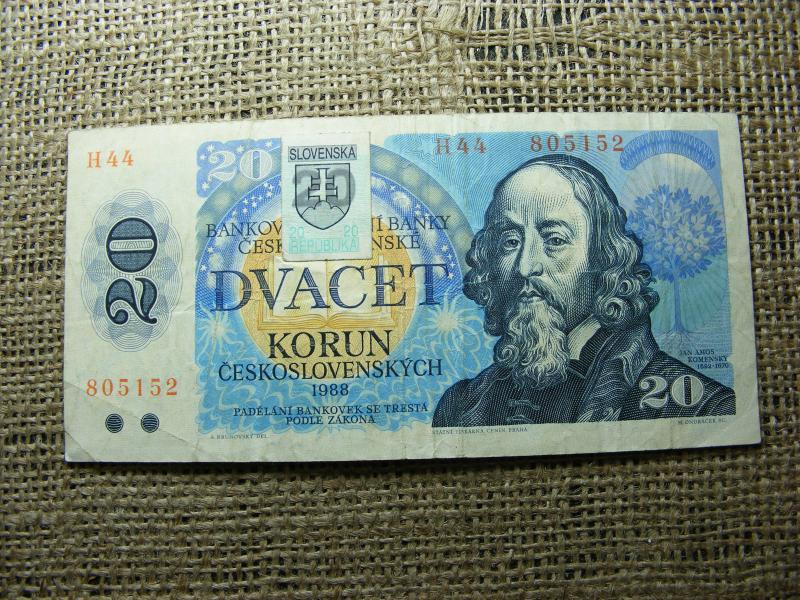 20 korona, 1988, Szlovák bélyegzéssel