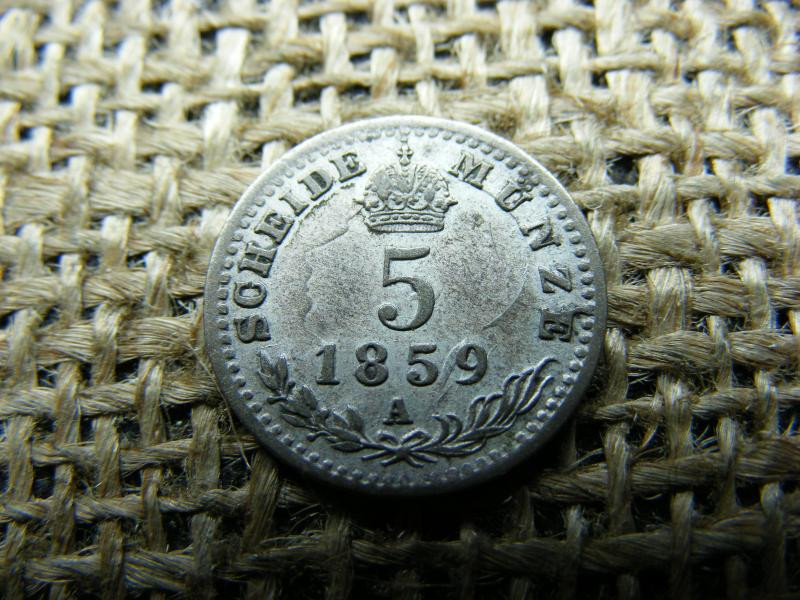 Ezüst 5 krajcár, 1859, verdehibás, elfordult