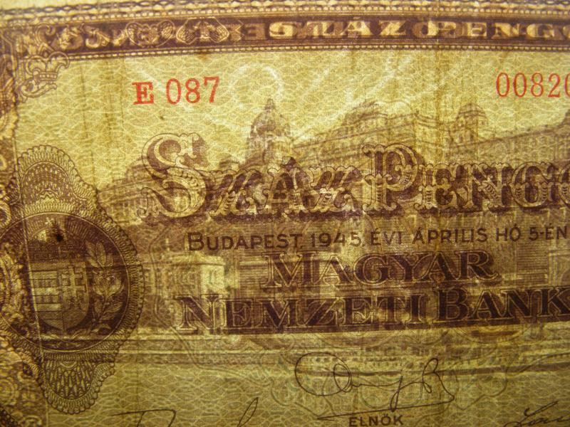 100 pengő, 1945, hibás nyomtatás, makkos vízjel
