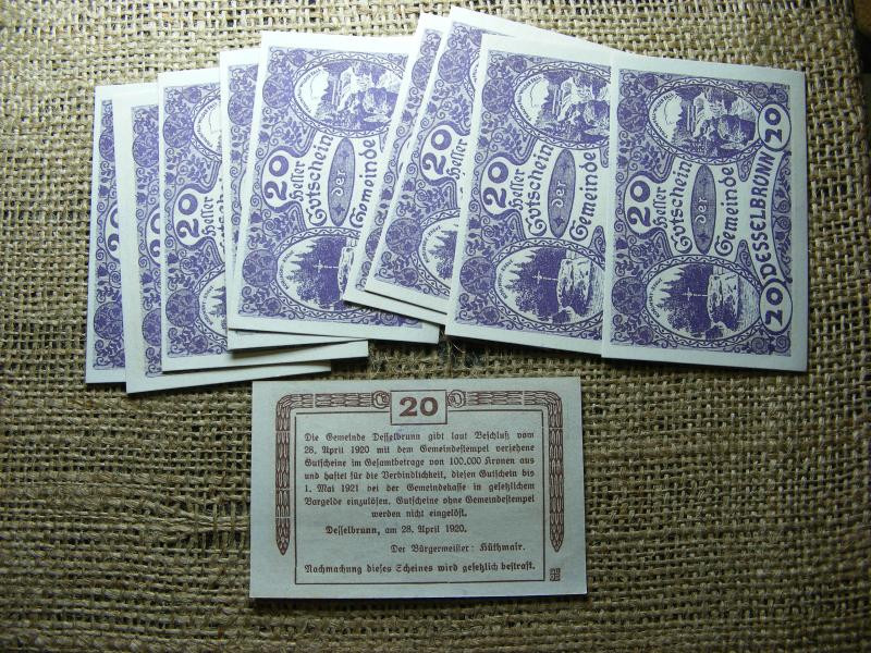 Ausztria 20 heller 1920, Notgeld, hajtatlan