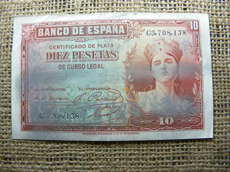 Spanyolország 10 peseta, 1935, papírpénz