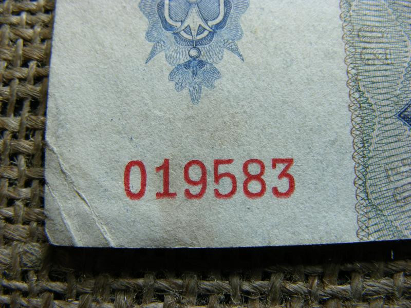 20 pengő bankjegy, 1941, egyedi sorszám