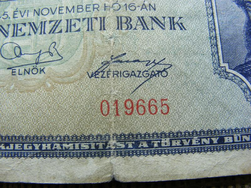 Egymillió pengő bankjegy, 1945, egyedi sorszám
