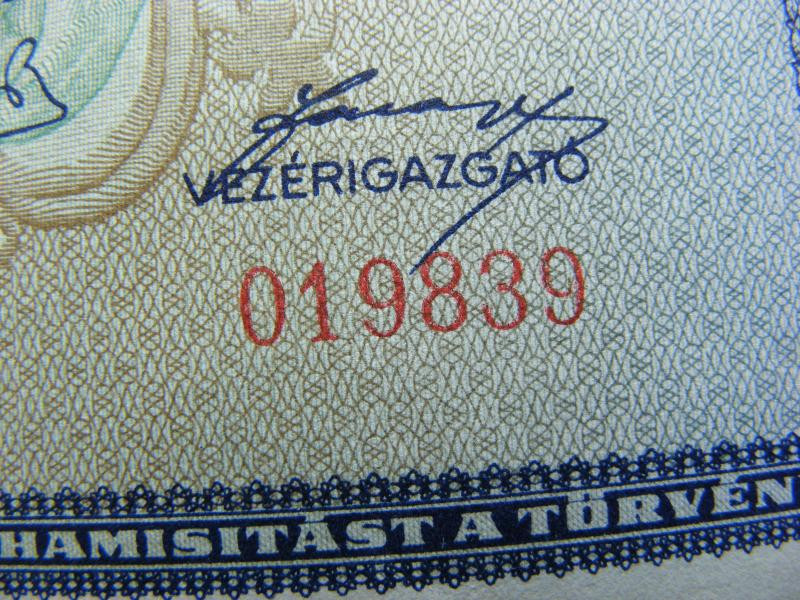 Egymillió pengő bankjegy, 1945, egyedi sorszám