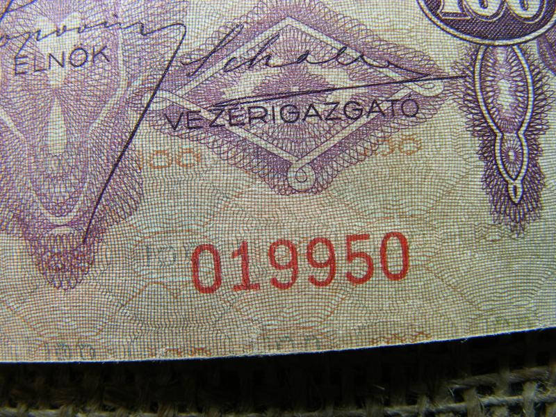 100 pengő bankjegy, 1930, egyedi sorszám