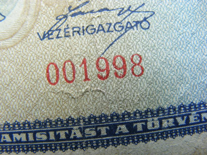 Egymillió pengő bankjegy, 1945, egyedi sorszám