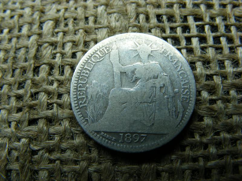 Ezüst 10 centes érme, 1897, Indokína, Francia