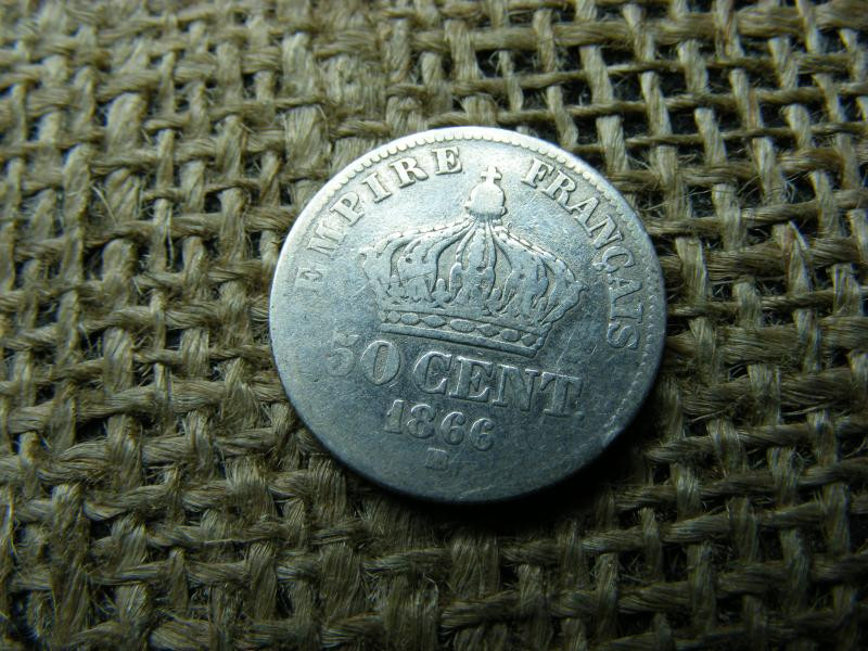 Ezüst 50 centimes, 1866 BB, Franciaország