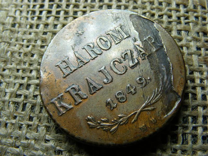 3 krajcár 1849, Hengerelési hibás, verdehibás